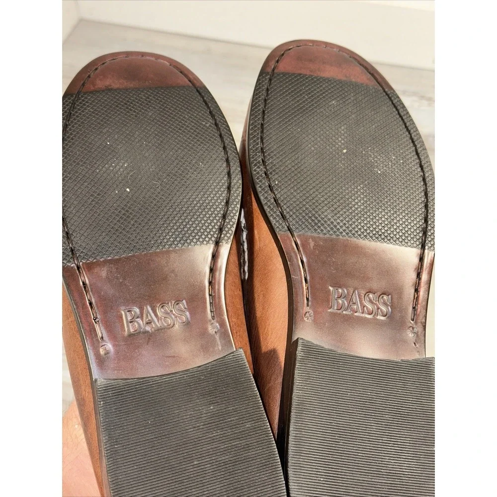 Bass Bennett Mens Sz 10 Shoes Brown Leather Slip On Casual Tassel Penny Loafers